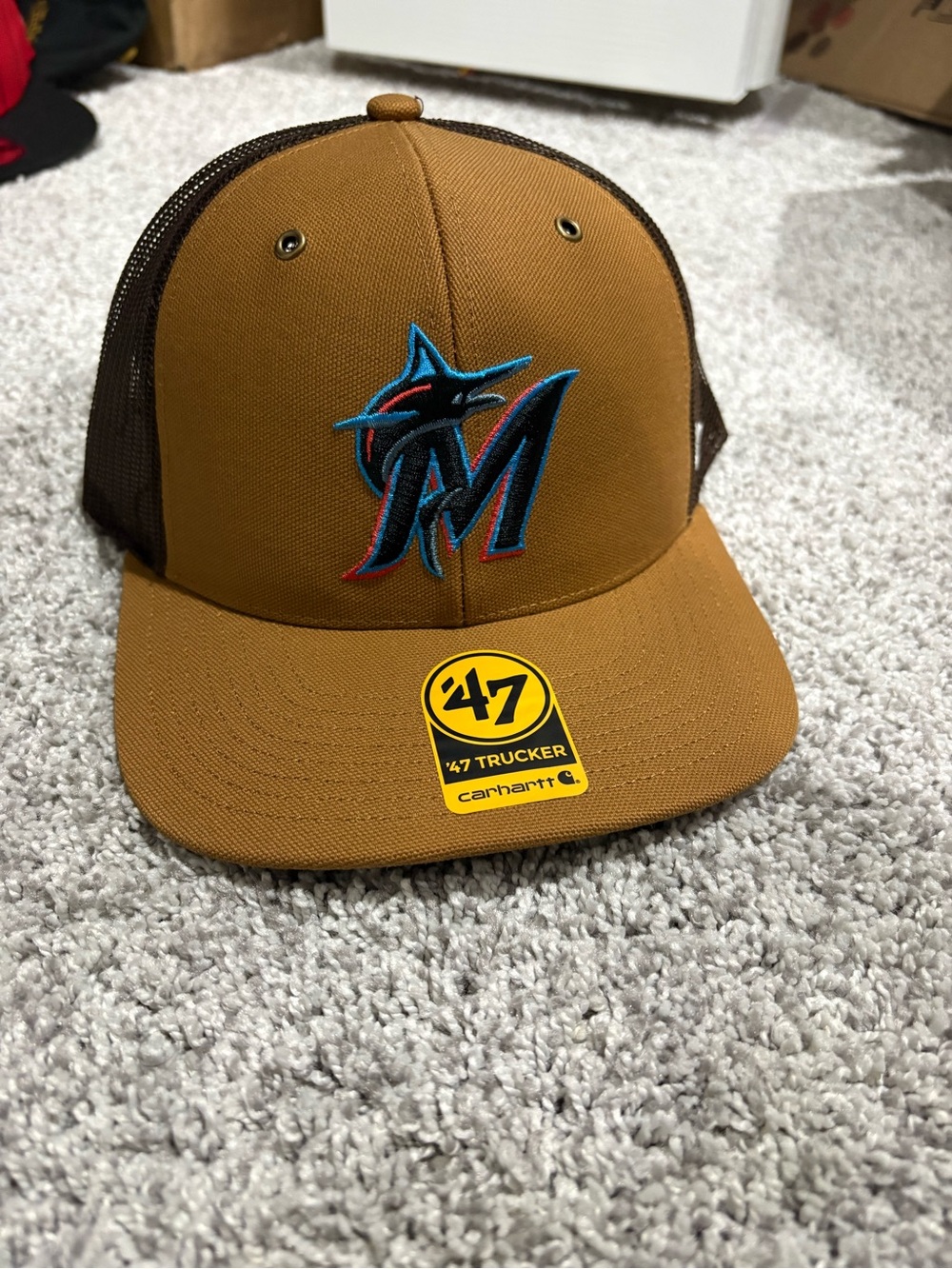 Carhartt Brown Trucker Miami Marlins snapback